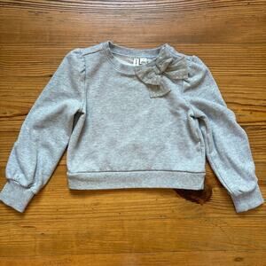 Janie and Jack gray lace bow puff sleeve cropped sweatshirt SIZE 7